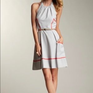 Jessica Simpson Gray Striped Seersucker‎ Halter Dress